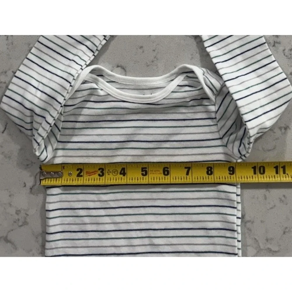 Carter's Baby Boy Bodysuit 18 Months White Navy Stripe Long Sleeve Cotton